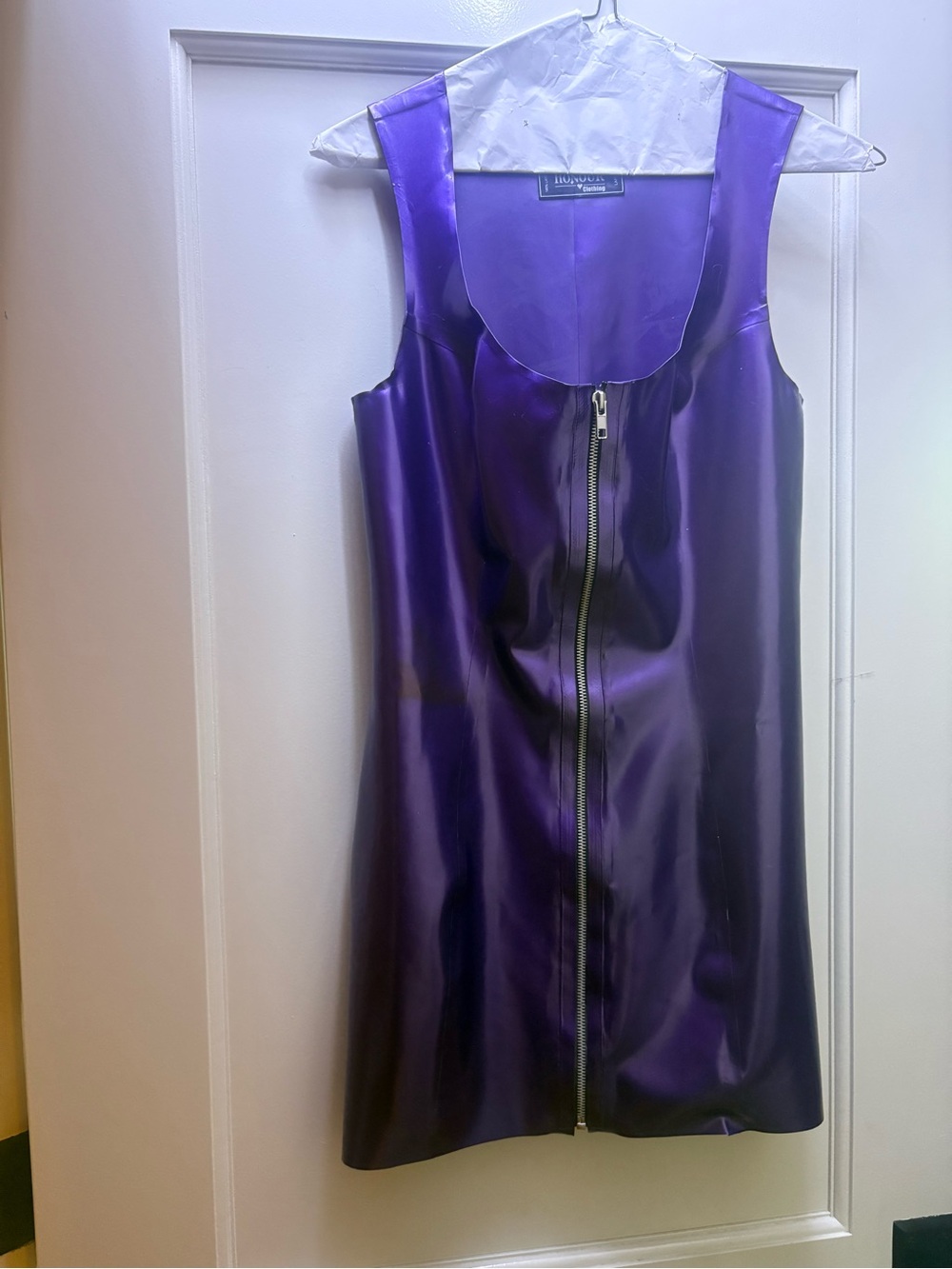 Latex rubber custom zip front dress